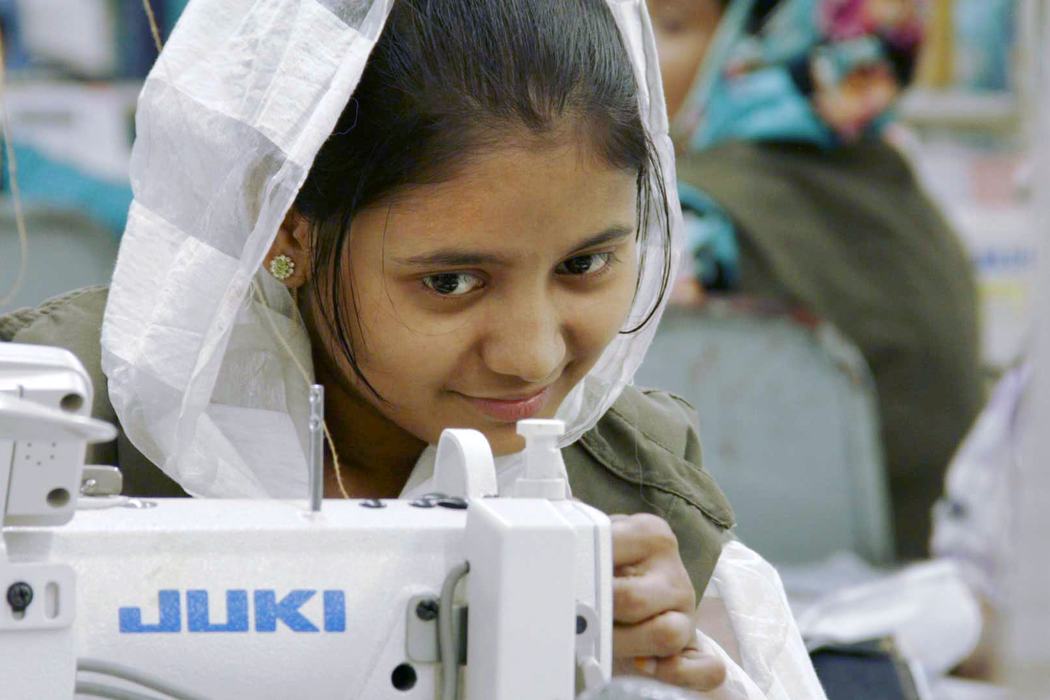 Sewing operator at work